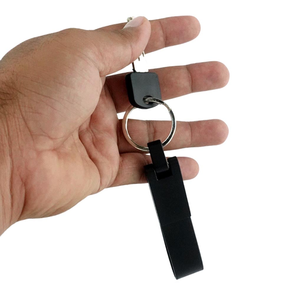 Leather Strip Metal Keychain Name Engraved | With Your Business Name or Logo