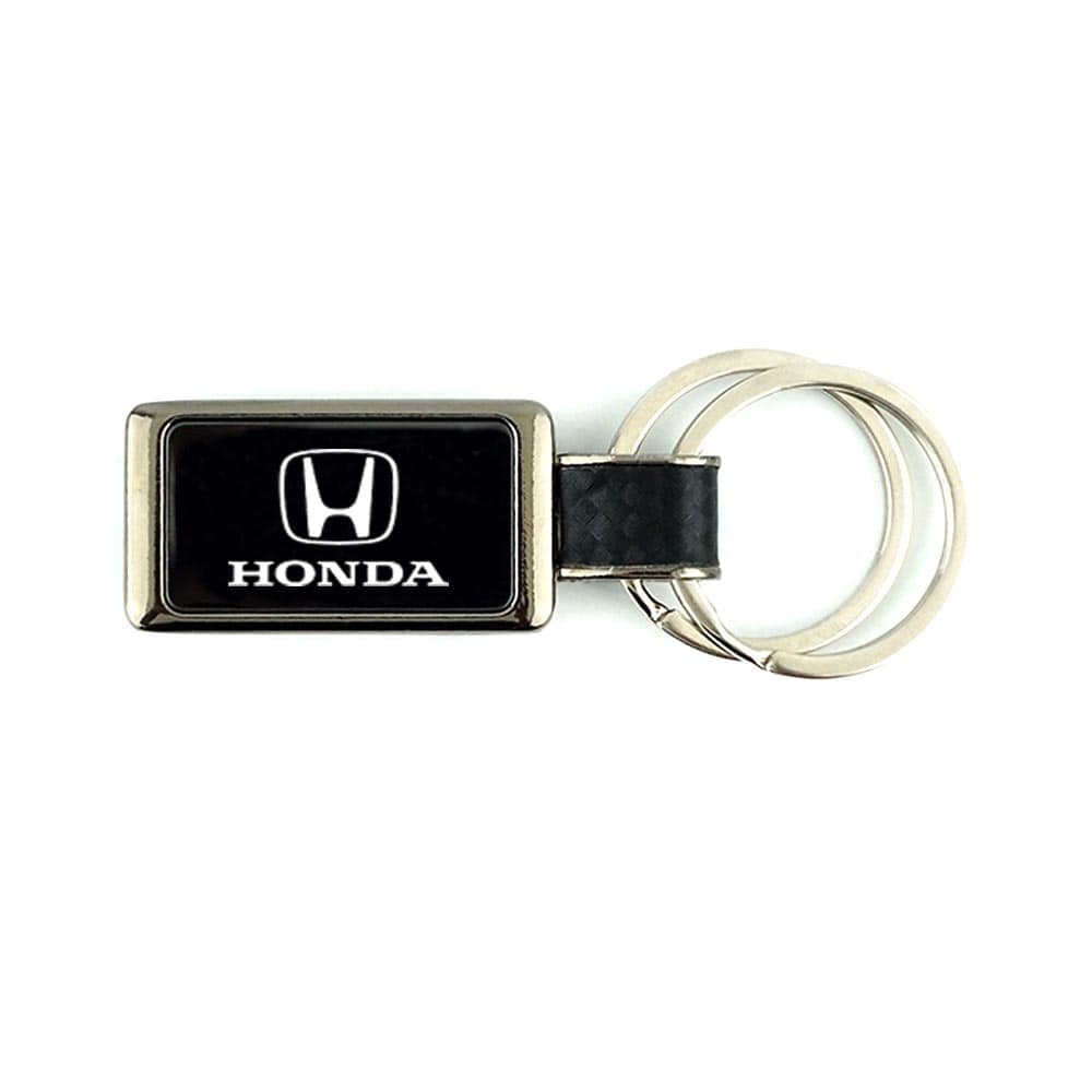 Double Ring Carbon Fiber Textured Keychain | With Your Business Name or Logo