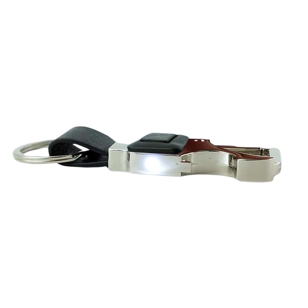 Metal Keychain With Bottle Opener, Torch & Hook | With Your Business Name or Logo