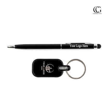 Keychain & Stylus Ball Pen Box Set | With Your Business Name or Logo