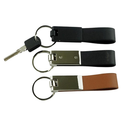 Leather Strip Metal Keychain Name Engraved| With Your Business Name or Logo