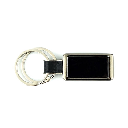 Double Ring Carbon Fiber Textured Keychain Engraved | With Your Business Name or Logo