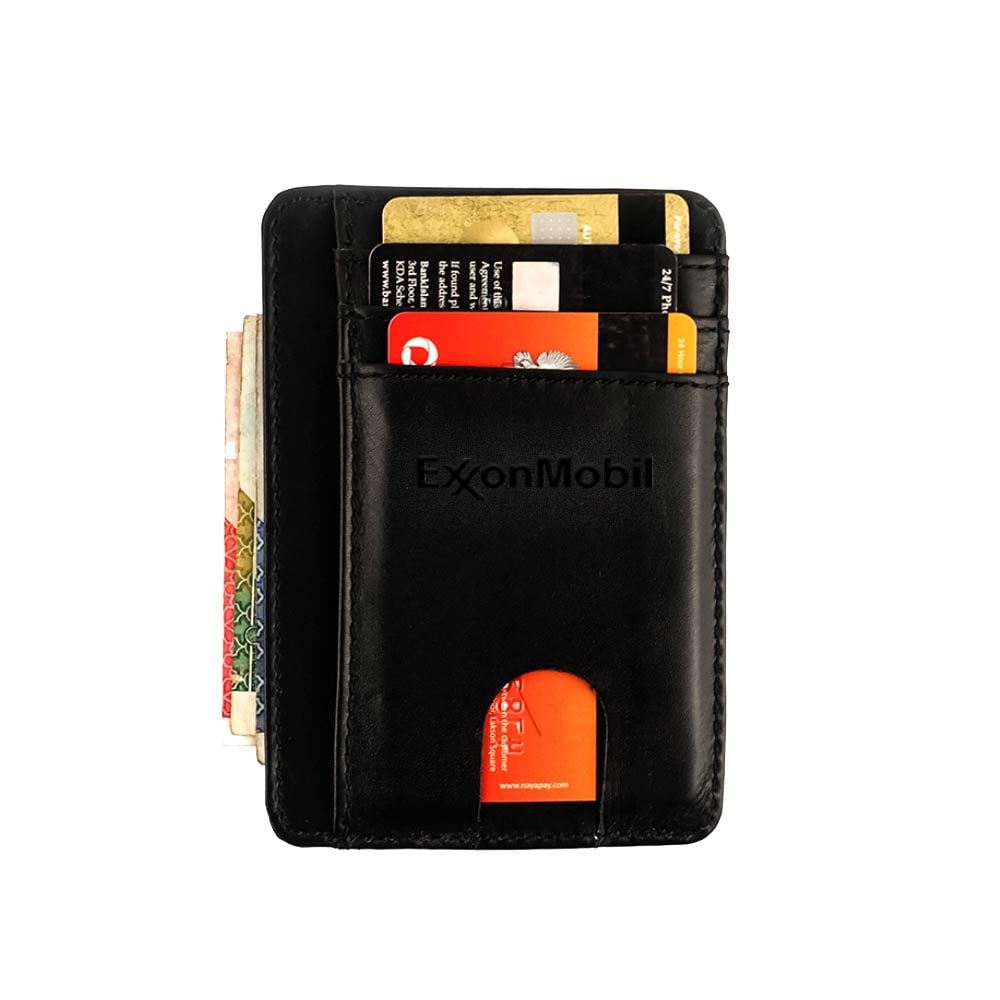 Leather Card Holder Wallet RFID Blocking Engraved | With Your Business Name or Logo