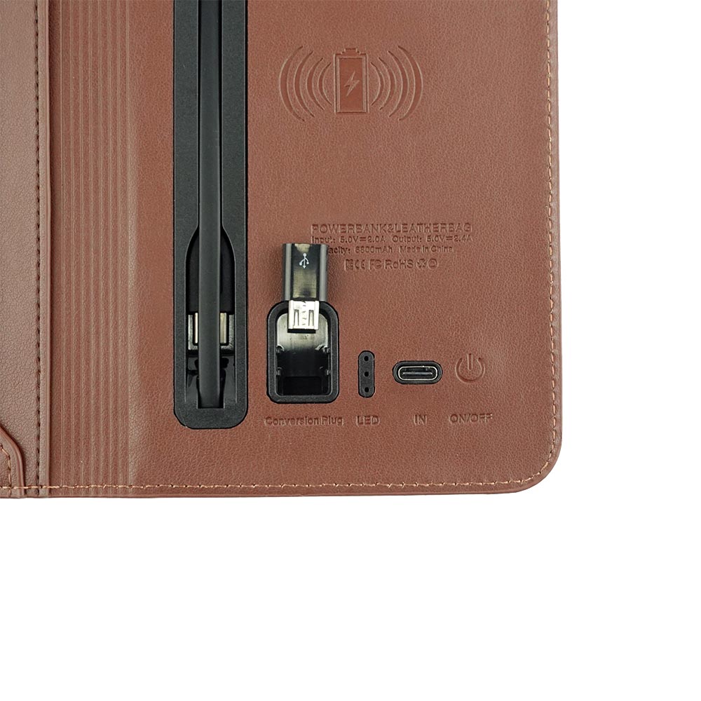 Power Bank Leather Wallet Wireless Charging | With Your Business Name or Logo