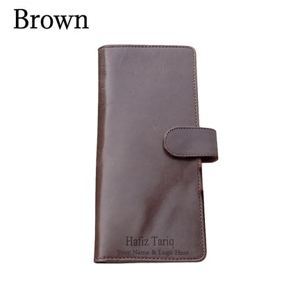 Leather Cheque Book Cover Name Engraved | With Your Business Name or Logo