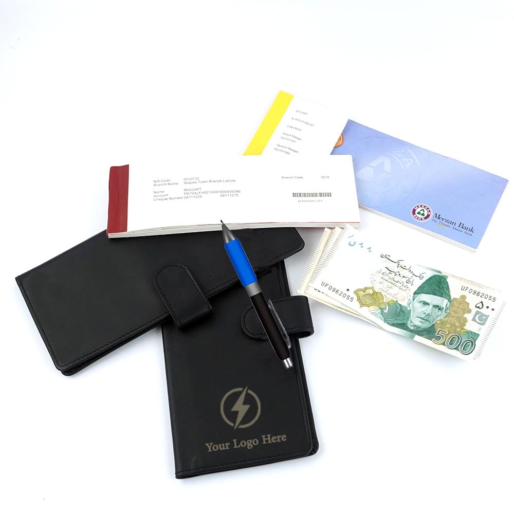 Leather Cheque Book Cover Name Engraved | With Your Business Name or Logo