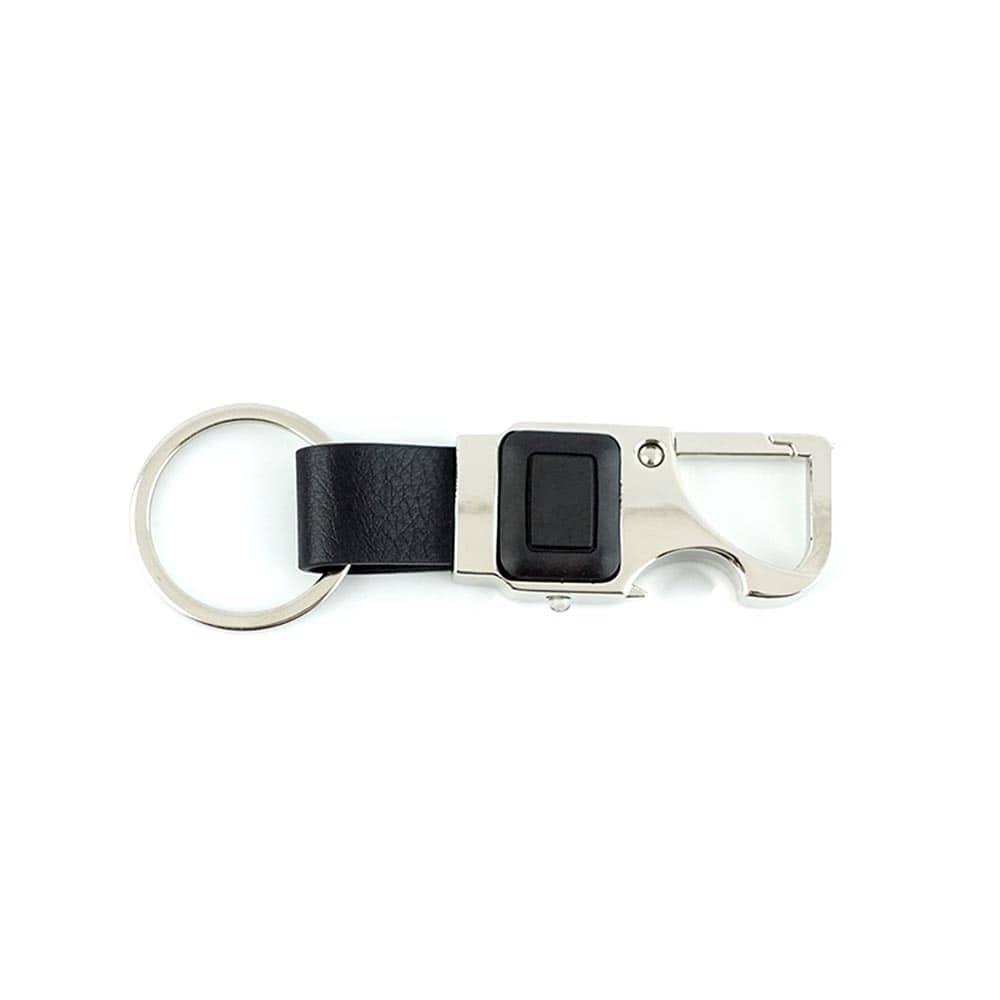 Metal Keychain With Bottle Opener, Torch & Hook Engraved | With Your Business Name or Logo